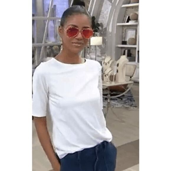 Susan Graver Essentials 3X Butterknit Top White Elbow Sleeves Bateau Neck NWT - Picture 1 of 6